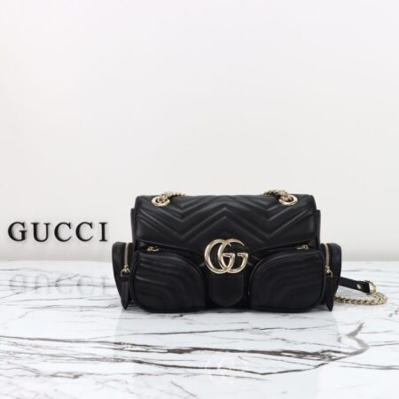 Top Quality Gucci Marmont 2.0 GG Shoulder Bag Black