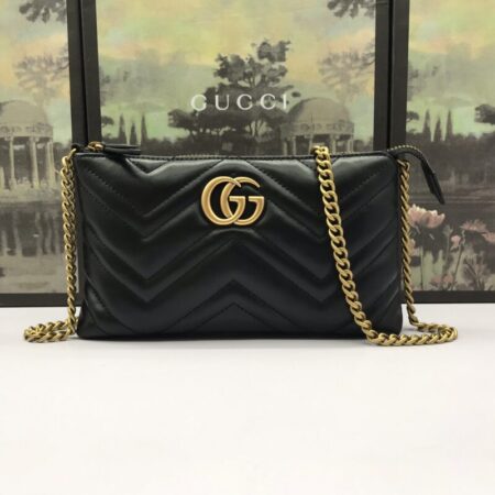 Top Quality Gucci Marmont Matelasse Wallet On Chain Black