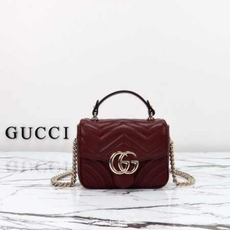 Top Quality Gucci Marmont Mini Top Handle Bordeaux