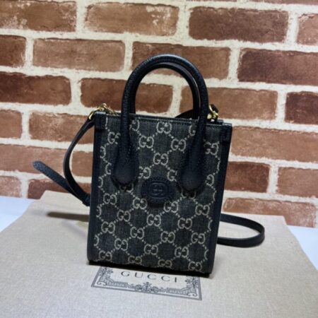 Top Quality Gucci Ophidia Mini Tote Bag Black Denim