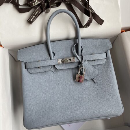 Top Quality Hermès Birkin Epsom Linen Blue Silver