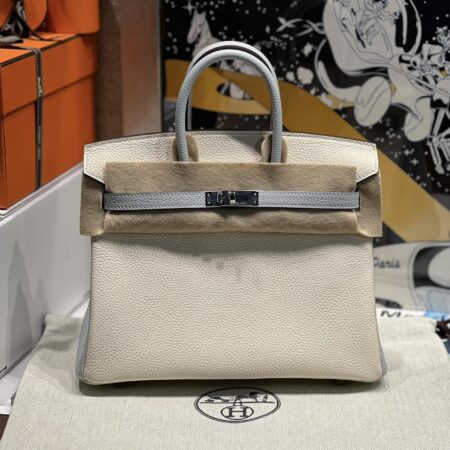 Top Quality Hermès Birkin Haze Blue Cream White