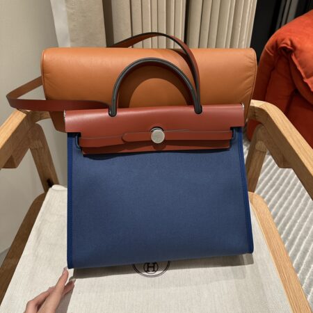 Top Quality Hermès Herbag 31Cm Blue Canvas