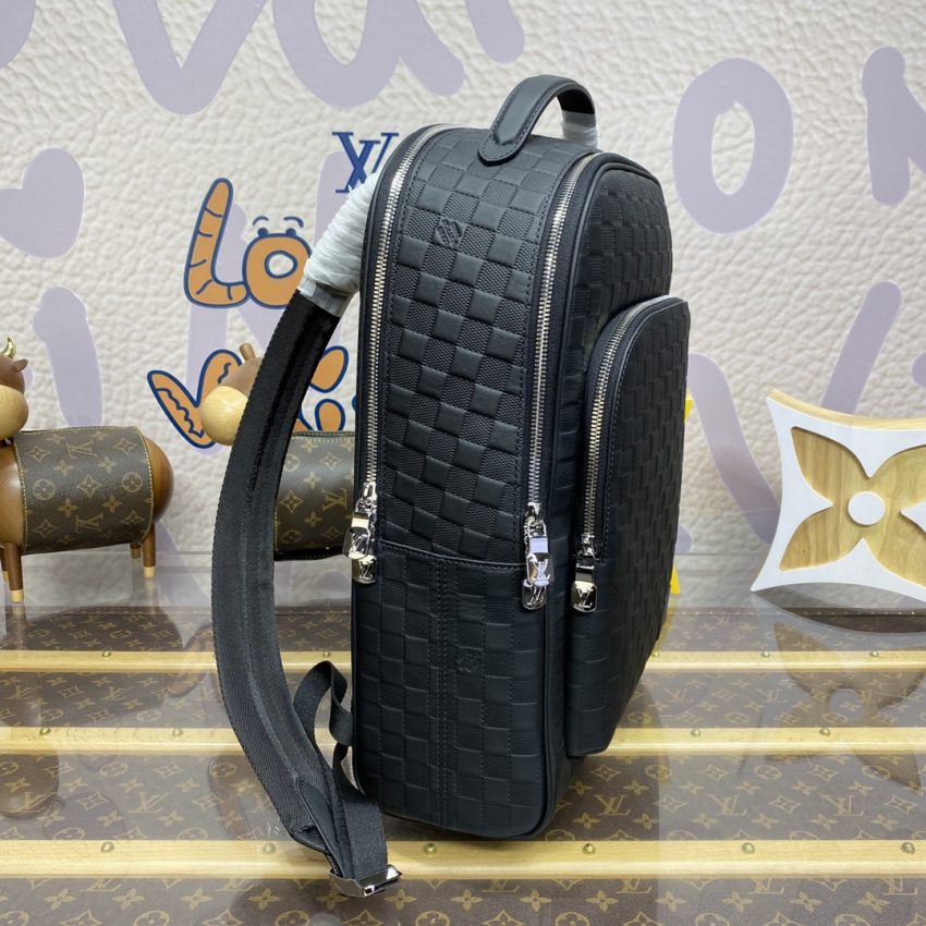 Top Quality LV Avenue Backpack Black Grid - View 4