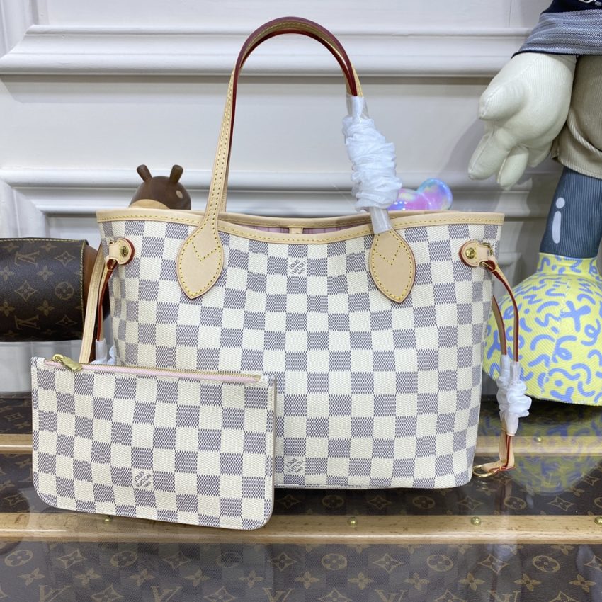 Top Quality LV Neverfull MM White Grid - View 4