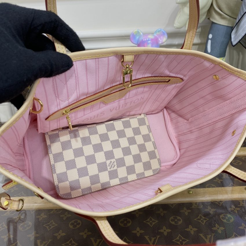 Top Quality LV Neverfull MM White Grid - View 7