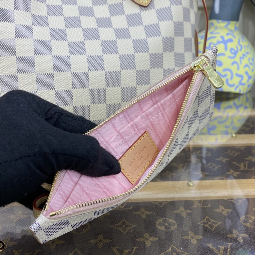 Top Quality LV Neverfull MM White Grid - View 9