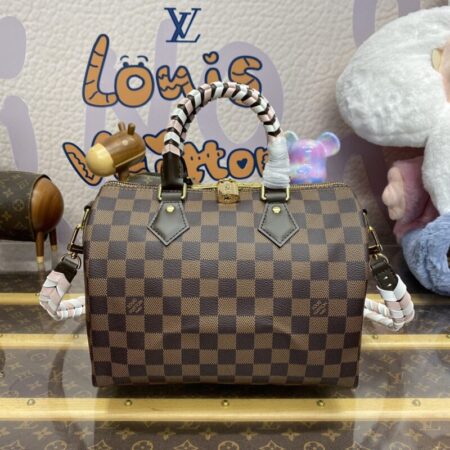 Top Quality LV Speedy Bandouliere 25 Brown Grid