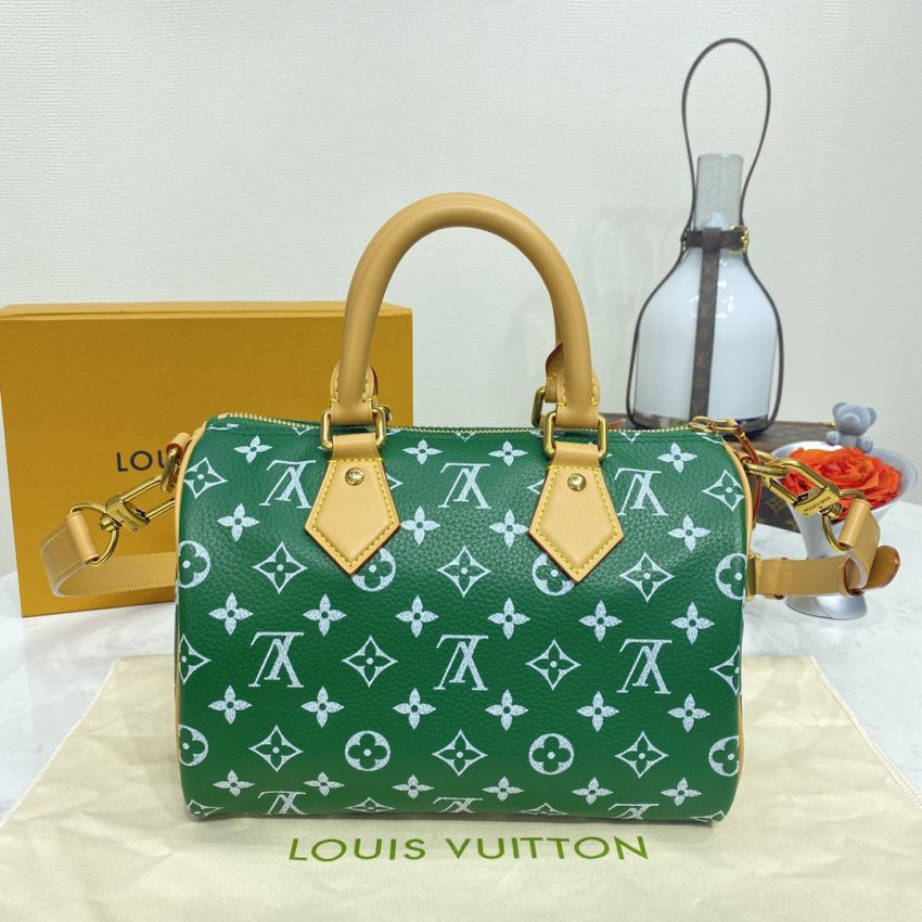 Top Quality LV Speedy P9 Bandouliere 25 Green - View 3