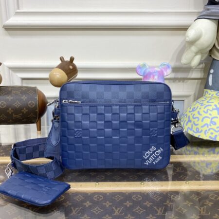 Top Quality LV Trio Messenger Blue Grid