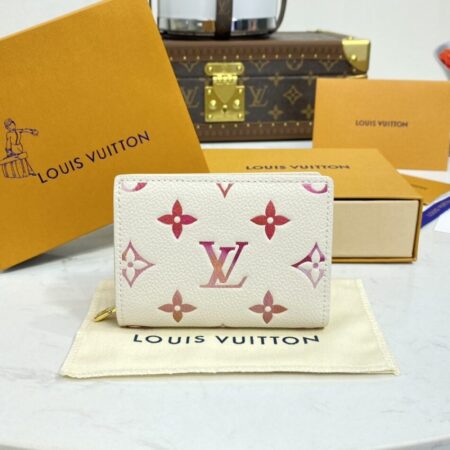 Top Quality LV Zipper Coin Purse White&Pink