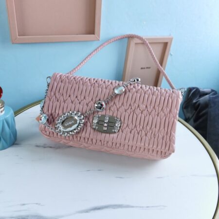 Top Quality Miu Miu Crystal Handbag Pink