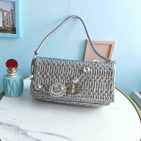 Top Quality Miu Miu Crystal Handbag Silver