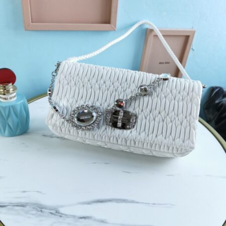 Top Quality Miu Miu Crystal Handbag White