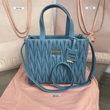 Top Quality Miu Miu Matelassé Tote Blue
