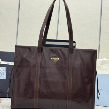 Top Quality Prada Antique Nappa Tote Dark Brown