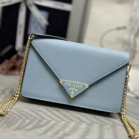 Top Quality Prada Saffiano Blue Small Envelope