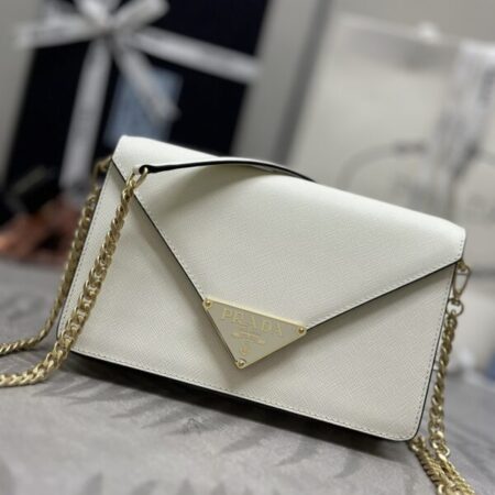 Top Quality Prada Saffiano White Small Envelope