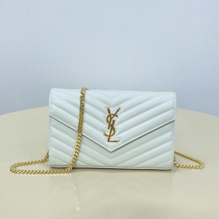 Top Quality YSL Envelope Clutch White