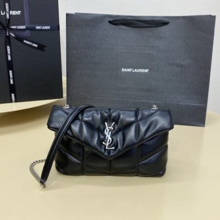 Top Quality YSL Loulou Black Puffer Silver